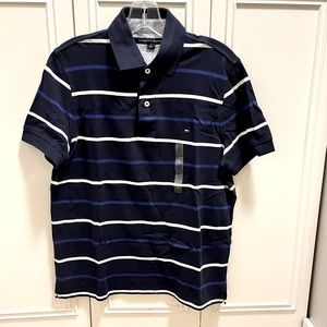 Tommy Hilfiger Striped Cotton Mesh Polo Shirt